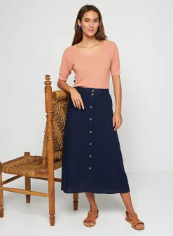 Montagut Flamed linen ribbed T-shirt - Tahissa