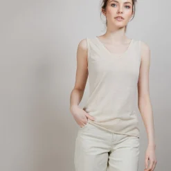 Montagut Flamed linen tank top - Boréal