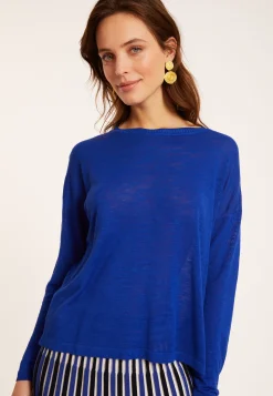 Montagut Flamed linen t-shirt with long sleeves and back buttons - Polly