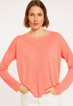 Montagut Flamed linen t-shirt with long sleeves and back buttons - Polly