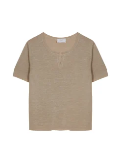 Montagut Flamed linen t-shirt with tunisian collar - Bohême