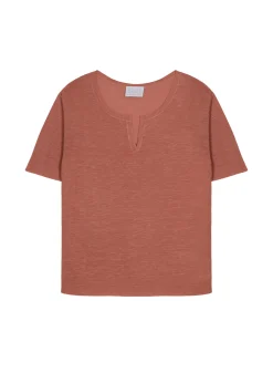 Montagut Flamed linen t-shirt with tunisian collar - Bohême