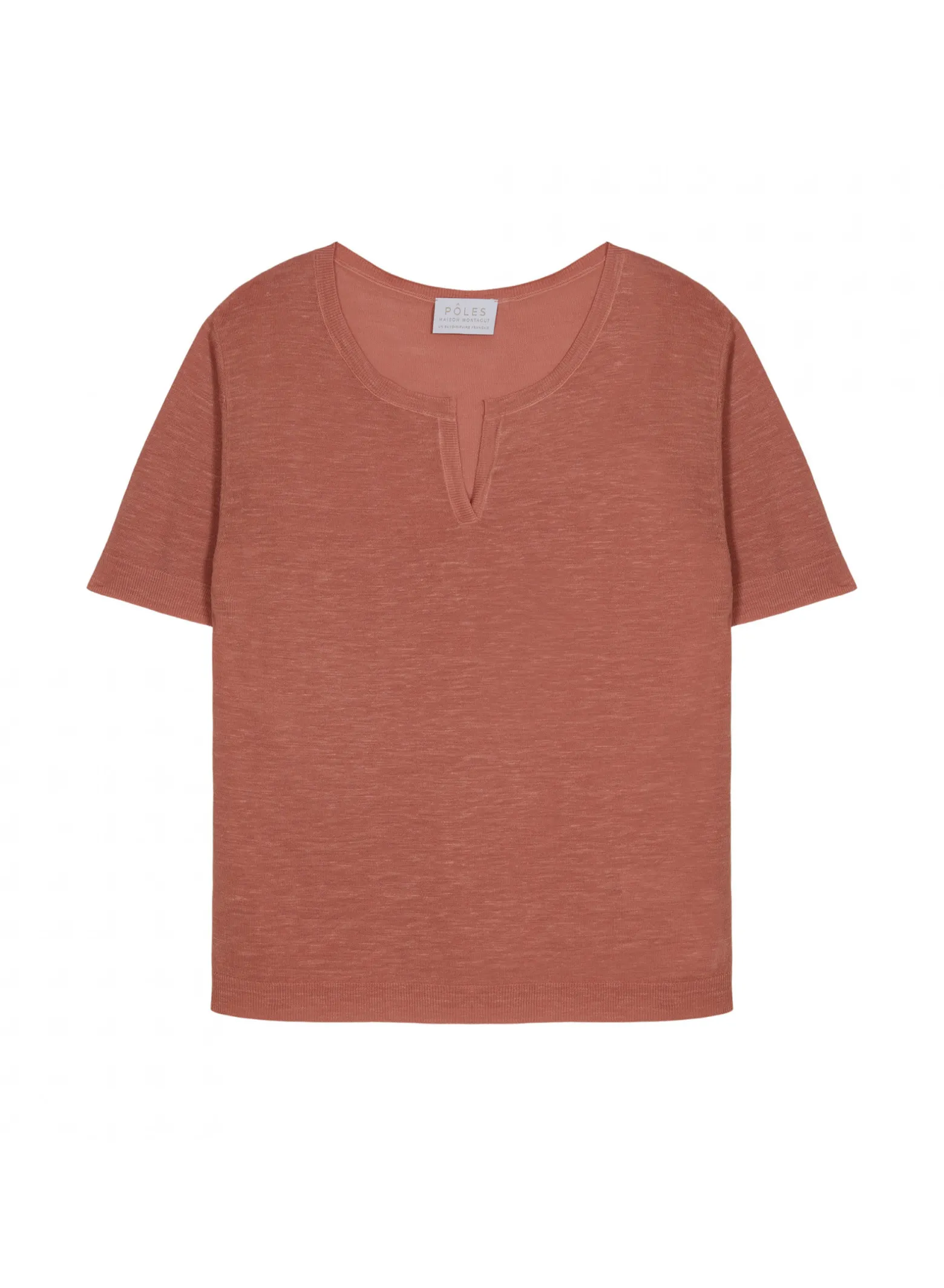 Montagut Flamed linen t-shirt with tunisian collar - Bohême