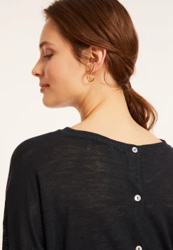 Montagut Flamed linen t-shirt with long sleeves and back buttons - Polly