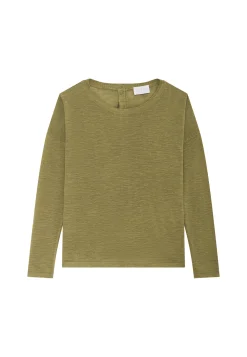 Montagut Flamed linen t-shirt with long sleeves and back buttons - Polly