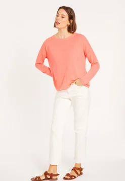 Montagut Flamed linen t-shirt with long sleeves and back buttons - Polly