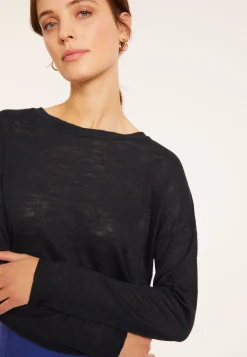 Montagut Flamed linen t-shirt with long sleeves and back buttons - Polly