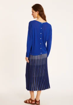 Montagut Flamed linen t-shirt with long sleeves and back buttons - Polly