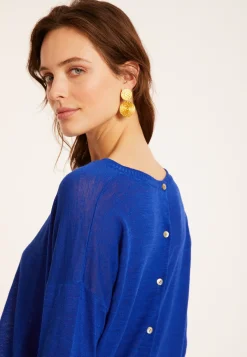 Montagut Flamed linen t-shirt with long sleeves and back buttons - Polly