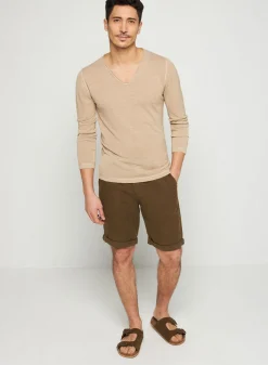 Montagut Flamed linen tunisian collar t-shirt - Blayne