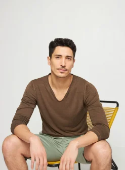 Montagut Flamed linen tunisian collar t-shirt - Blayne