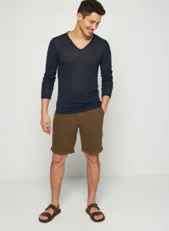 Montagut Flamed linen tunisian collar t-shirt - Blayne