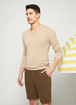 Montagut Flamed linen tunisian collar t-shirt - Blayne