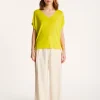 Montagut Flamed linen V-neck loose T-shirt - Marra