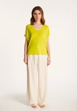 Montagut Flamed linen V-neck loose T-shirt - Marra