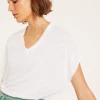 Montagut Flamed linen V-neck loose T-shirt - Marra