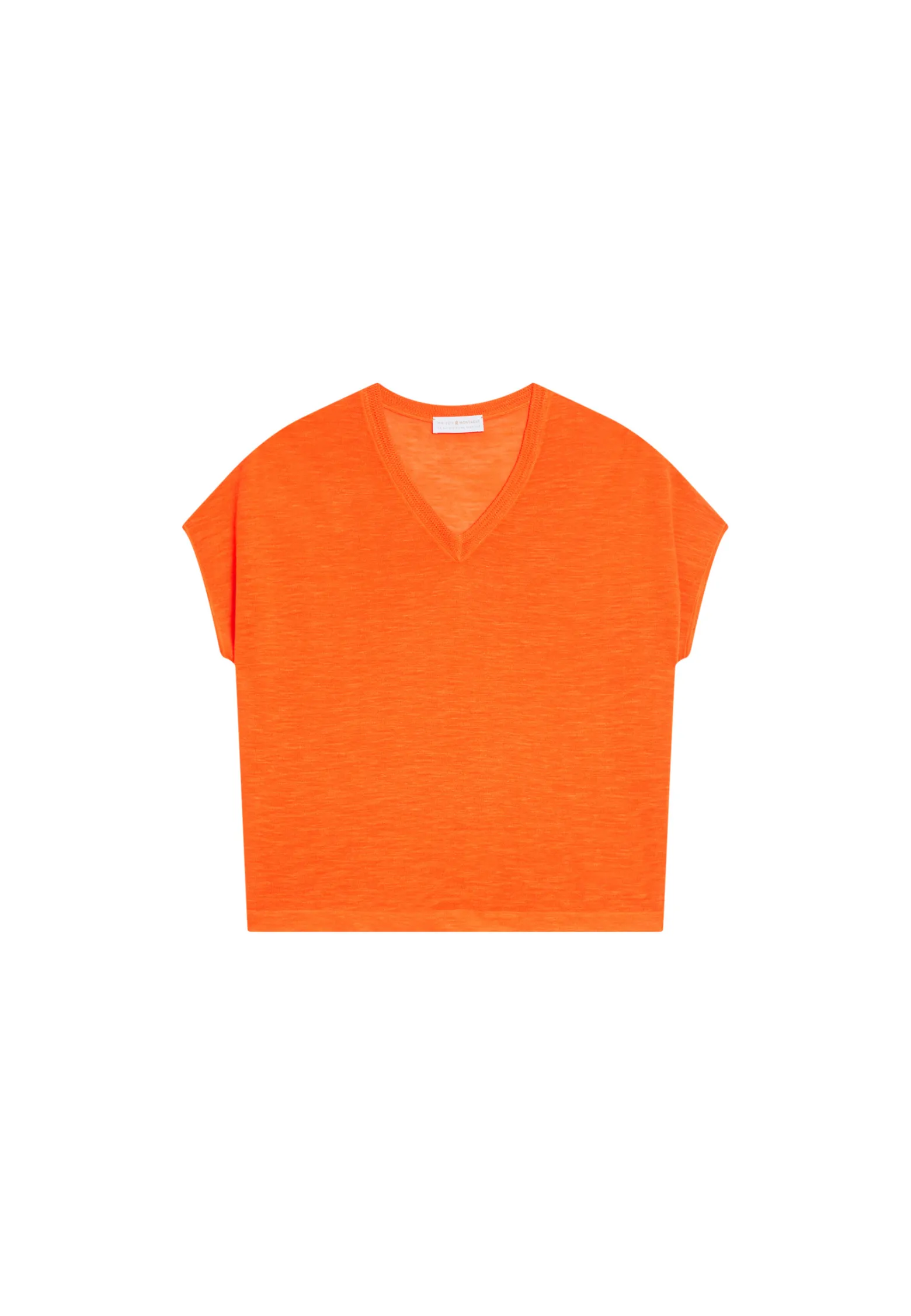Montagut Flamed linen V-neck loose T-shirt - Marra