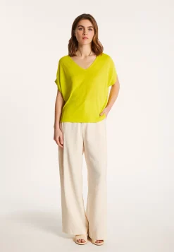 Montagut Flamed linen V-neck loose T-shirt - Marra