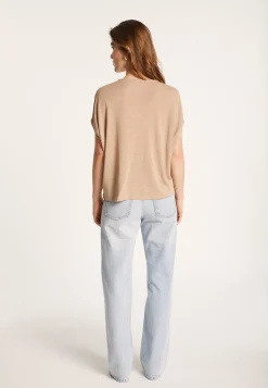 Montagut Flamed linen V-neck loose T-shirt - Marra