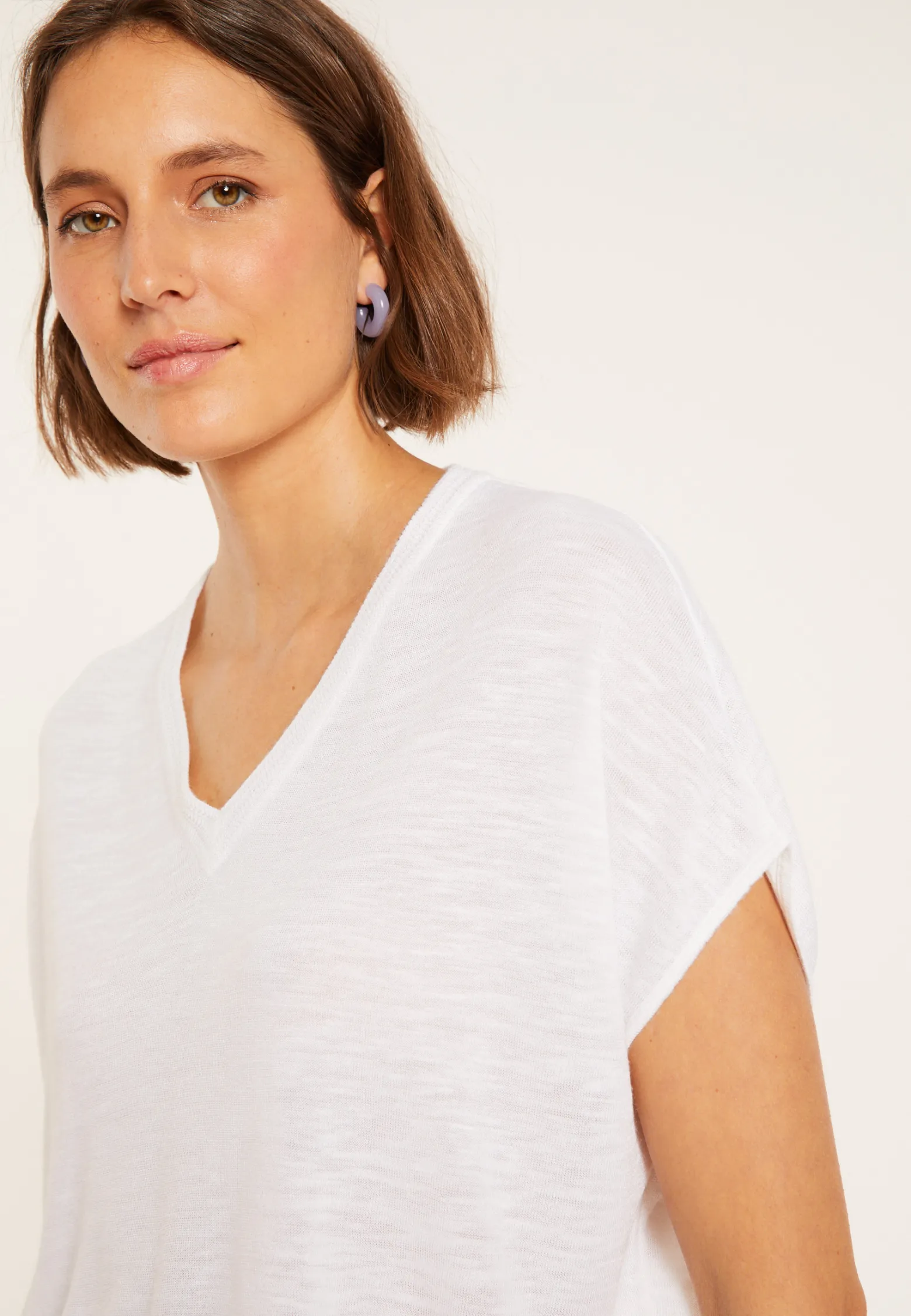 Montagut Flamed linen V-neck loose T-shirt - Marra