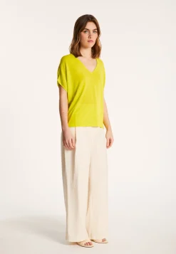 Montagut Flamed linen V-neck loose T-shirt - Marra