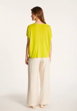 Montagut Flamed linen V-neck loose T-shirt - Marra
