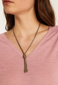 Montagut Flamed linen V-neck t-shirt - Bonbon