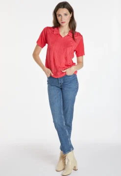 Montagut Flower pattern V-neck polo-shirt - Kyara