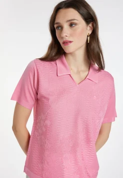 Montagut Flower pattern V-neck polo-shirt - Kristina