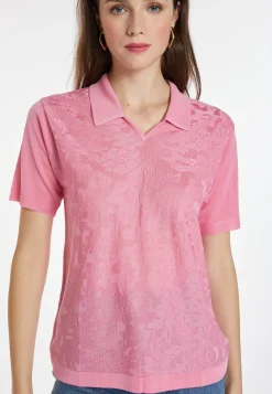 Montagut Flower pattern V-neck polo-shirt - Kheira