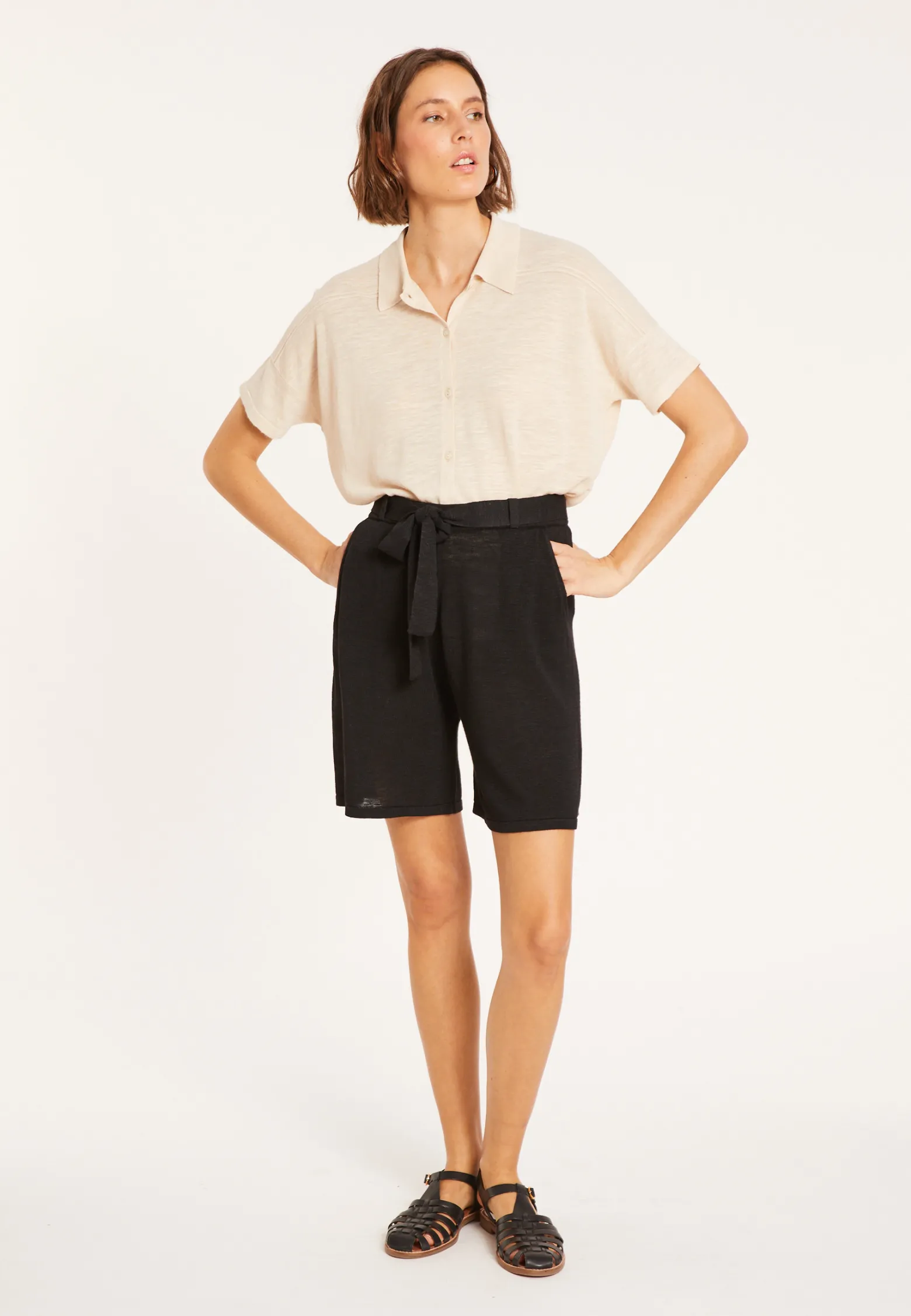 Montagut Fluid shorts in flamed linen - Maceo