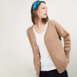 Montagut Front and back v-neck cardigan in nylon wool - Gebril