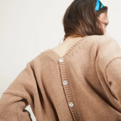 Montagut Front and back v-neck cardigan in nylon wool - Gebril