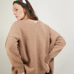 Montagut Front and back v-neck cardigan in nylon wool - Gebril