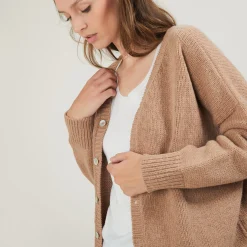 Montagut Front and back v-neck cardigan in nylon wool - Gebril