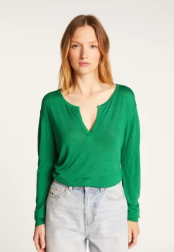 Montagut Gentleman's collar T-shirt in bamboo cashmere fiber - Aesha