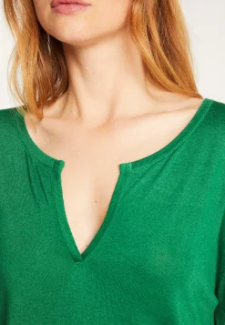 Montagut Gentleman's collar T-shirt in bamboo cashmere fiber - Aesha