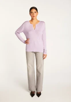 Montagut Gentleman's collar T-shirt in bamboo cashmere fiber - Aesha