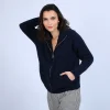 Montagut High-neck cardigan in wool and silk velour - Brésil