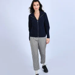 Montagut High-neck cardigan in wool and silk velour - Brésil