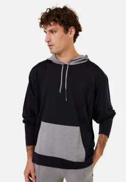 Montagut Hooded hoodie with pockets in wool and Fil lumière - Flavien