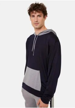 Montagut Hooded hoodie with pockets in wool and Fil lumière - Flavien