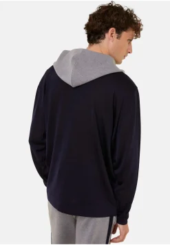 Montagut Hooded hoodie with pockets in wool and Fil lumière - Flavien