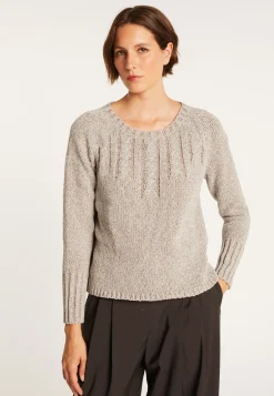 Montagut Jumper in silk and wool velour with cabling - Bahamas