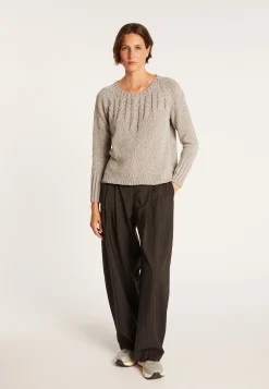 Montagut Jumper in silk and wool velour with cabling - Bahamas