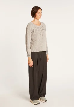 Montagut Jumper in silk and wool velour with cabling - Bahamas