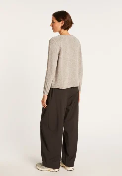 Montagut Jumper in silk and wool velour with cabling - Bahamas