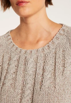 Montagut Jumper in silk and wool velour with cabling - Bahamas