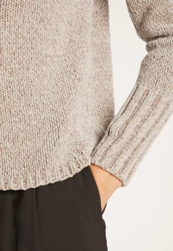 Montagut Jumper in silk and wool velour with cabling - Bahamas