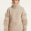 Montagut Jumper with large fringed roll neck - Sage
